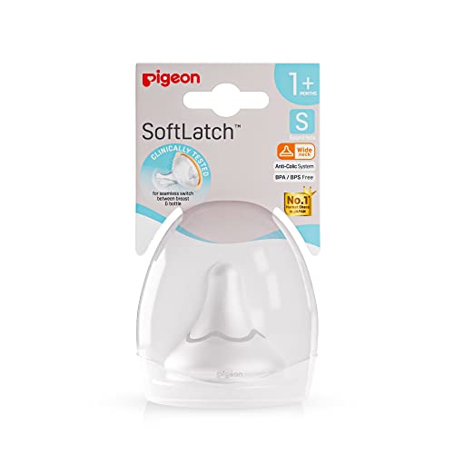 Image of Pigeon SoftLATCH Peristaltic Plus Nipple S Size (1+ Months) | Anti-Colic | 1 Pc with Storage Case