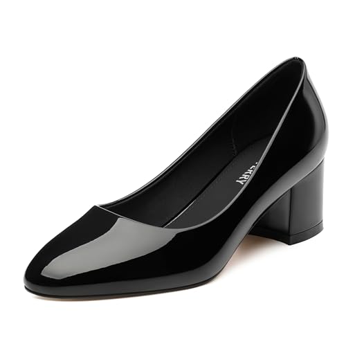 SKYSTERRY Women's Pumps Chunky Block Closed Round Toe Heels Low Heel Comfortable Dress Shoes for Business Work Wedding 2 Inch