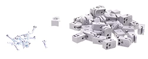 Aqbau® 50er Set Spanndrahthalter Grau mit Schrauben, Maschendrahtzaun zubehör, Drahthalter für Maschendrahtzaunfür, für stabile und langlebige auninstallationen, UV-beständig