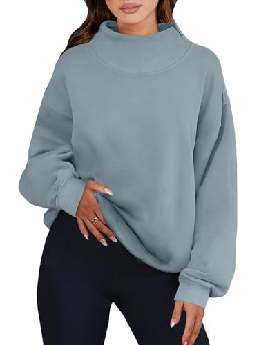 Image of ANRABESS Womens Oversized Sweatshirts Mock Neck Pullover