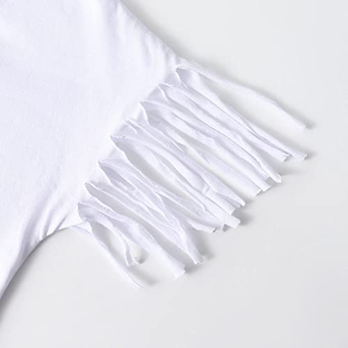 Noomelfish Girls Fringe Sleeve T-Shirts Tassel Casual Summer Tee Tops (5-12 Years)4