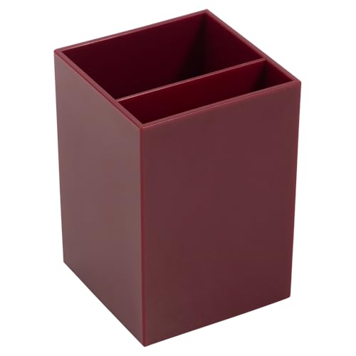 Image of JAM PAPER Plastic Pen Holder - Burgundy - Desktop Pencil Cup Sold Individually