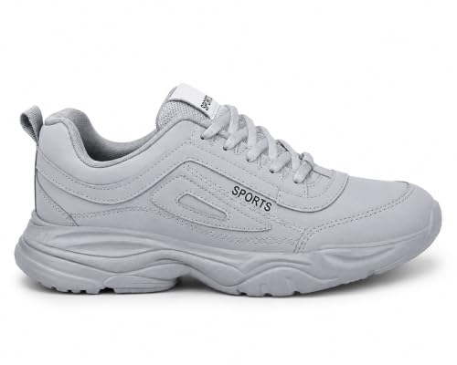 Image of Men's White Sports Running Shoes | Lightweight Breathable Sneakers | Anti-Skid Casual Walking Gym Shoes
