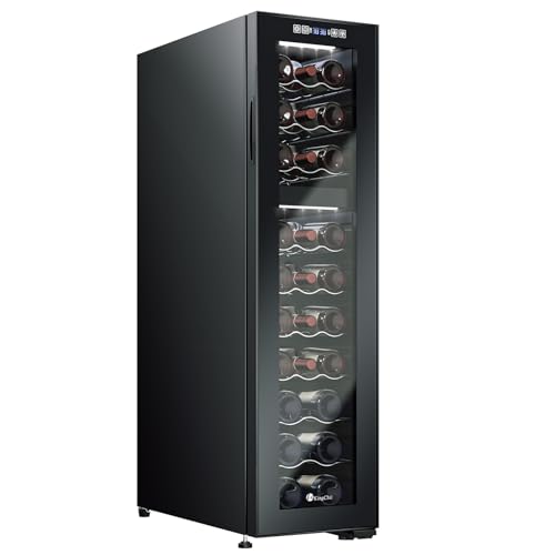 Image of KingChii 27 Bottle Wine Cooler Refrigerator - Dual Zone Wine Fridge with Intelligent Digital Control, Low Noise Operation, Freestanding Wine Refrigerator for Home and Kitchen, Black