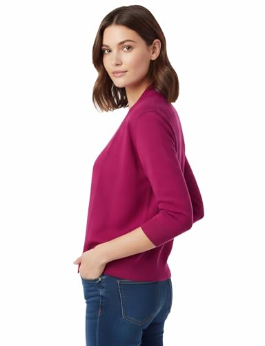 Image of Allsense Women's 3 /4 Sleeve Cropped Shrug Cardigan | Classic Bolero, Open-Front, Lightweight Soft Fine Knit Cover Up