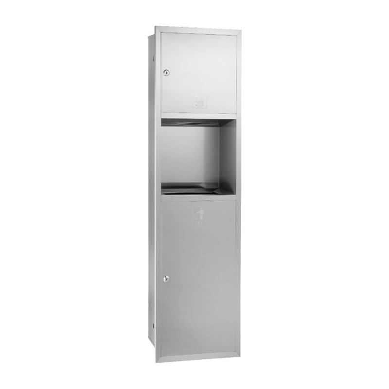 Papelera de baño comercial con dispensador de toallas de papel empotrable de 140 cm