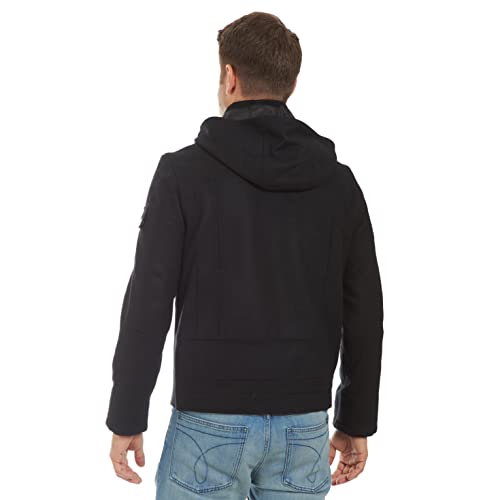 Image of mens Wool Blend Zip Front Hooded Jacket