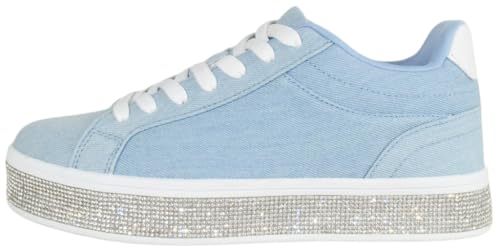 TOP Moda Shoes Women Flat Fashion Platform Sneakers Crystals Rhinestone Bling Lace Up Aerie-12