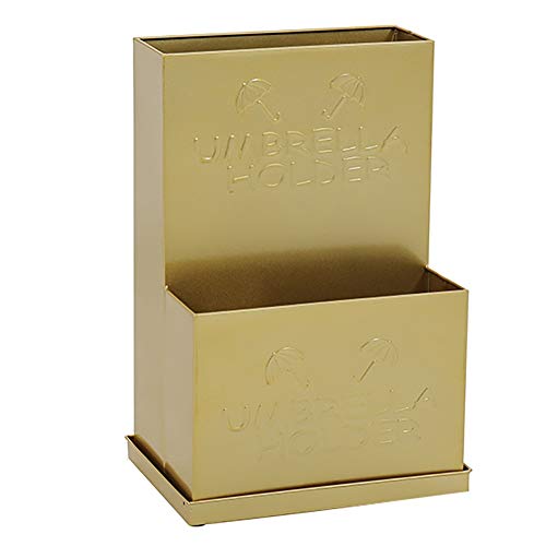 Paragüero de metal con bandeja de agua separada, soporte de paraguas de gran capacidad para oficina, hogar, apartamento, hotel (color: dorado, tamaño: S)