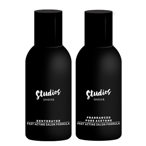 Didier Lab - Removedor Esmalte Semipermanente con Acetona Pura Aromatizada y Deshidratador para Uñas - Deshidratador Desinfectante y Absorbente de Humedad - Paquete de 2x150ml