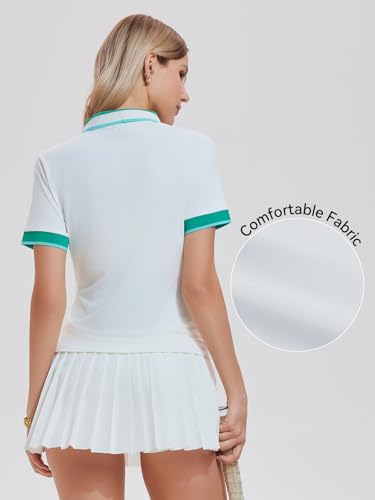 Image of Tennis Skirt Sets for Women Zipper Color Block High Waisted Golf Polo Two Piece Skirt Set Women 2 Piece Outfits
