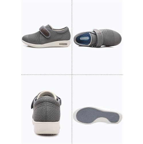 Elderly Diabetic Shoes, Men's Plus Size Non-Slip Swollen Feet Adjustable Diabetic Shoes, Fattening and Widening Casual Orthotic Plantar Fasciitis, for Elderly Foot Pain Relief Swollen3