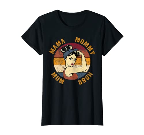 Mujer Mama Mommy Mom Bruh Shirt Retro Funny Mom Life Día de la Camiseta