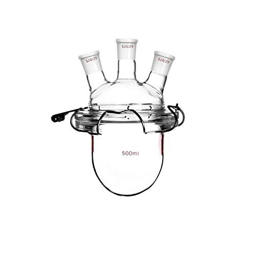 Deschem Glass Reactor 24/29 Three Necks Round Bottom Lab Reaction Flask Vessel W/3-Neck Lid and Clamp