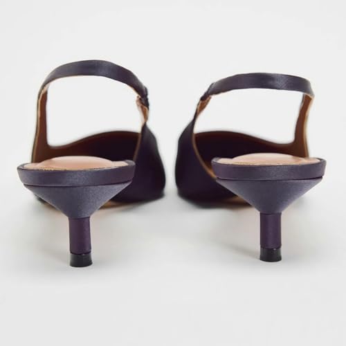 Trendenzy Womens Low Kitten Heel Slingback Pumps Pointed Closed Toe Ankle Strap Heels Elegant Wedding Dress Shoes3