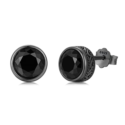Pendientes negros mujer plata de ley 925 joyería de Halloween pendientes góticos ónix negro hombres