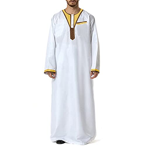 Caftan musulmane robe de Dubaï ample à col rond et patchwork arabe XL - 2