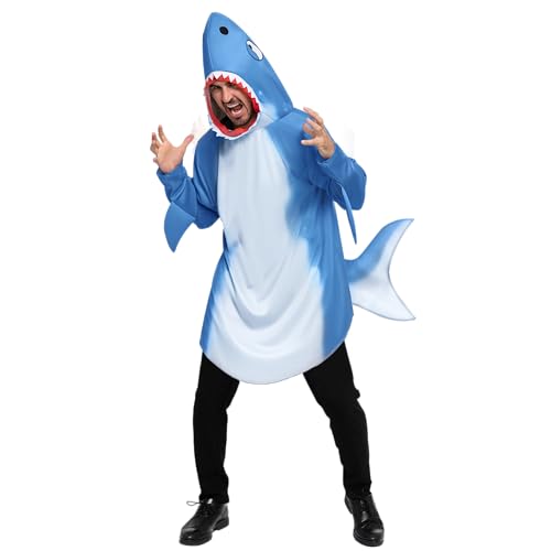 Spooktacular Creations Disfraz de tiburón para hombre para fiesta de disfraces de Halloween para adultos, disfraces de tiburón, fiesta temática de animales, fiesta de cosplay-S