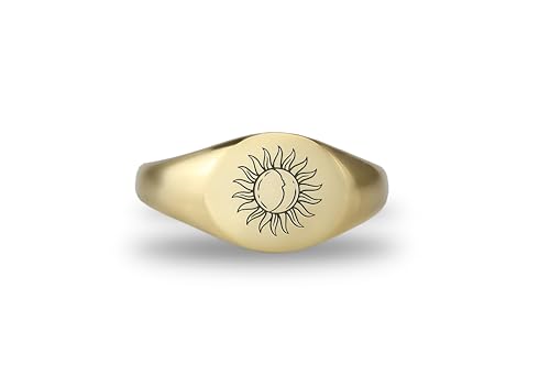 Chevalière Soleil 14k cadeau unique bijou chic rond - 4