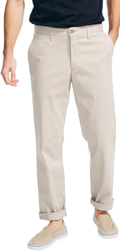 Nautica Men's Classic Fit Flat Front Stretch Solid Chino Deck Pants,