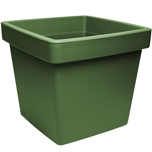 alles-meine.de GmbH Design - XL - großer Blumentopf/Pflanzkübel/Pflanzschale - 40 cm * 40 cm - 40 Liter - grün - dunkelgrün Oliv - eckig/viereckig - Gross - Kunststoffkübel..