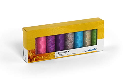 Mettler Polysheen Each 8 Colors Bright Colors Thread (Set of 1), 1500 yd/1372m, (PS811-SET)