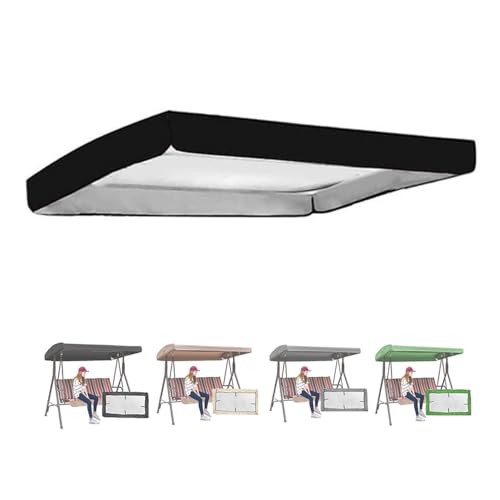 Auvent de rechange universel imperméable pour balançoire Hollywood - Protection UV - Convient pour 191 x 120 cm, 190 x 132 cm, 195 x 125 cm (noir 195 x 125 cm)