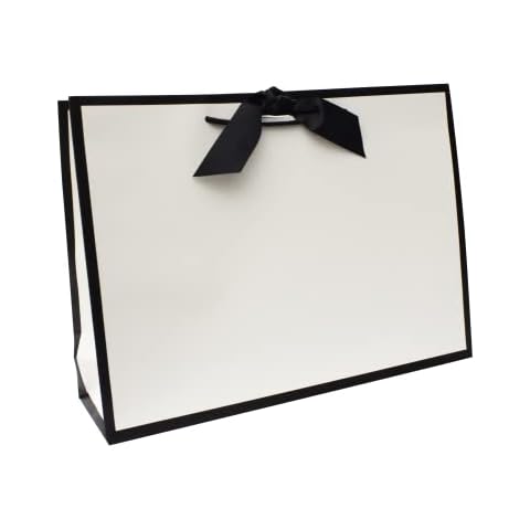 Nu-Nuel Luxury Paper Bag | Black Edge Matt Laminated Gift Bags | 2 Large Gift Bags for Baby Showers, Birthday, Wedding, Bridal Party, Christmas Cover