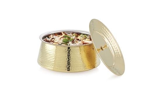 Image of Brass Royal BIRYANI Handi-(2.6 Litre) | Handcrafted Traditional Cooking Pot | Brass Lagan for Dum Biryani, Festive Cooking & Serving | Color - Gold