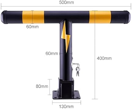 Folding Driveway Security Post - Lockable Parking Barrier for Vehicle Protection Robust Parking Space Lock Bollard