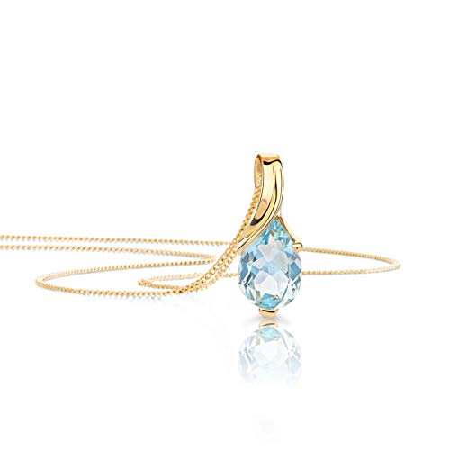 Collier aigue-marine en or jaune 9 carats, le cadeau idéal pour femme
