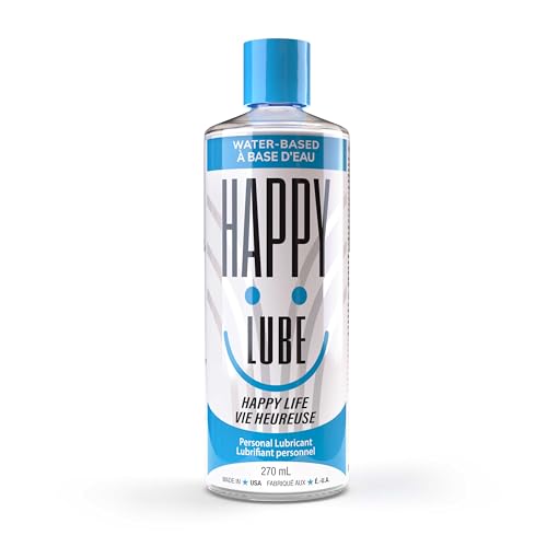 Happy Lube Water Based Lubricant for Personal Pleasure in Men and Women or Couples Use, Adult Toys and Condom Safe, Natural-Feeling, Long Lasting, Non Sticky Lubrication for Adults, 9 oz, 1 Pack