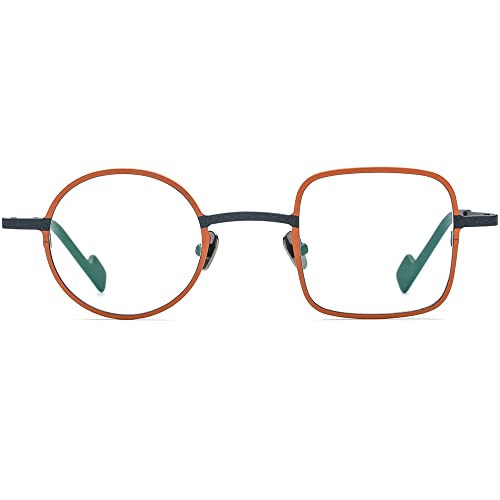 Image of FONEX Colorful Titanium Glasses Frame Men Left Round Right Square Optical Eyeglasses Women F85747