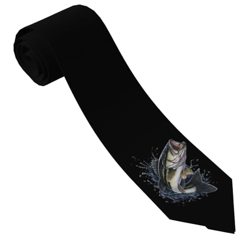 HCPBNEH Striped bass Jumping Out of Water - Fishing Fish Men's Necktie Stylish Formal Casual Ties for Business Office Daily Neckties