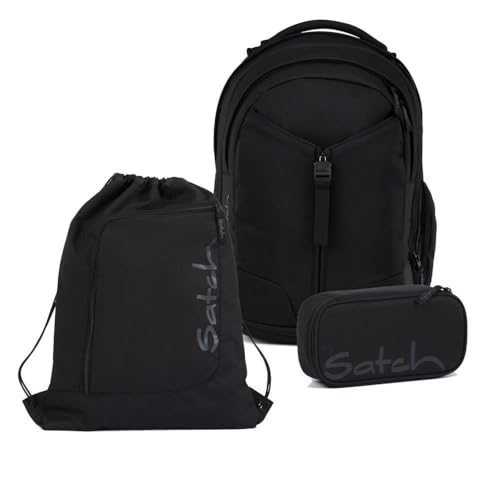 Satch Match Schulrucksack Set 3tlg. inkl. Schlamperbox und Sportbeutel (Blackjack)