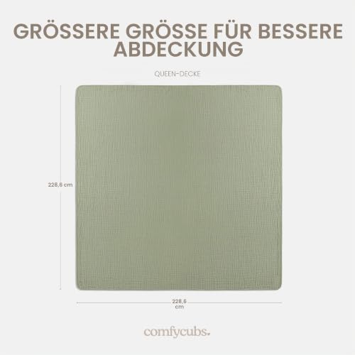 Musselin-Decke für Erwachsene, extra große Queen 90" x 90", 6-lagige kühlende Baumwollweichheit… – Ansicht 4