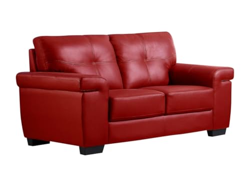 Vente-unique - Canapé 2 Places en Cuir Hazel - Rouge