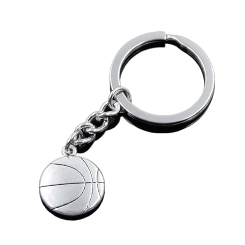 Porte-clés homme luxe en métal argenté et son pendentif basket finement ciselé