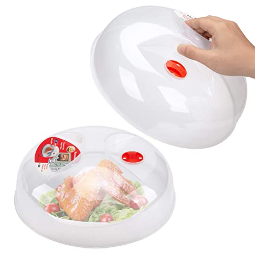 Tapa para Microondas con Ventilación, Cubierta de Microondas de Plástico sin BPA, Tapa para Microondas para la Cocina, Apta para Lavavajillas - Transparente, 29 cm