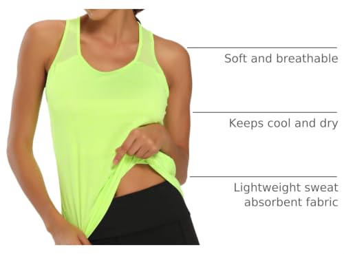 Image of Aeuui Womens Workout Tops for Women Racerback Tank Tops | Sleeveless, Crew Neck, Mesh Back, Lightweight, Breathable, Stretchy, Soft, Moisture Wicking, Yoga Athletic Running Gym Shirts