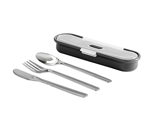 BUILT NY Gourmet Bento 4-Piece Stainless Steel Utensil Set With Nesting Case, Black