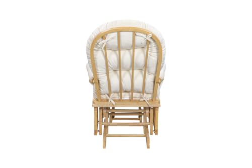 Image of Suite Bebe Madison Nursery Rocking Chair with Ottoman, Wooden Glider for Baby Nursing, Smooth Gliding Rocker, Natural Wood and Beige Fabric