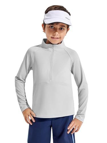 Haloumoning Boys Quarter Zip Sweatshirt Long Sleeve Athletic Pullover for Kids Workout Tops 5-14 Years