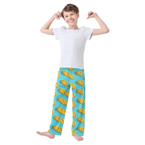 Vdsrup Yellow Tacos Blue Pajama Pants Cute Pajama Bottoms Soft Sleep Pjs Lounge Pants S3