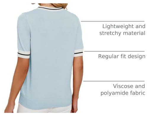Image of Libsorge Womens Lightweight Cute Bow Tie Sweater Spring 2026 Business Casual Outfits V Neck Short Sleeve Tops