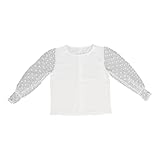 Photo Gallery qqmora camicetta casual da donna con scollo rotondo, motivo a pois bianchi, maniche a sbuffo e camicetta in pizzo con design a rete, bianco, taglia unica Photo Gallery qqmora camicetta casual da donna con scollo rotondo, motivo a pois bianchi, maniche a sbuffo e camicetta in pizzo con design a rete, bianco, taglia unica