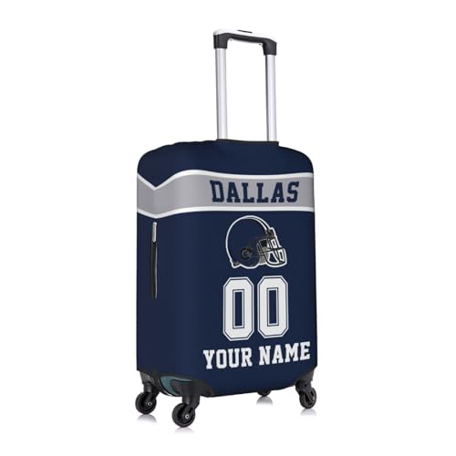 Image of Custom Dallas Luggage Cover Personalized Football Style Suitcase Cover with Name Number Customized Washable Elastic Sports Travel Suitcase Protector for Business Vacation Gifts