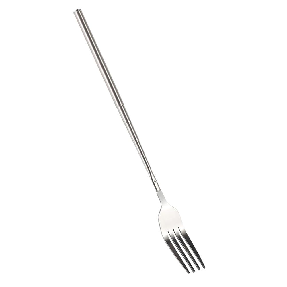 Telescopic Stainless Steel Serving Fork - Adjustable 22cm to 64cm Long Handle BBQ & Dessert Tool