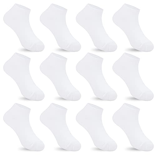 Auranso 12 Pairs Kid Breathable Athletic Ankle Socks Boys Girls Cotton Low Cut Socks