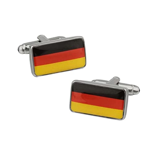 Mancuernillas para tuxedo negras y plateadas con bandera roja